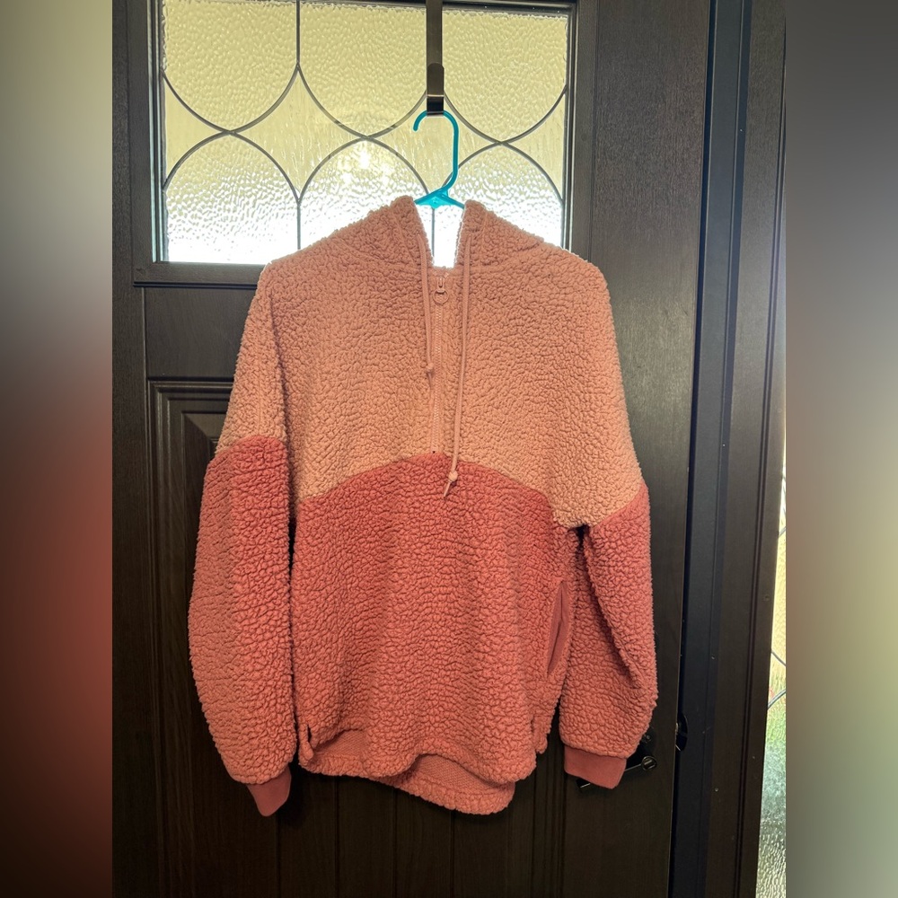PINK 2021 Victoria's Secret Oversized Two-Tone Sherpa Hoodie